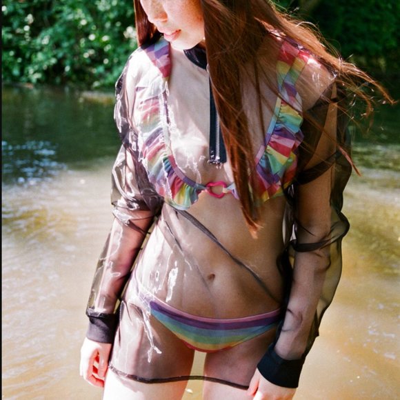 NWT Lazy Oaf Black Sheer Zippy Sweatshirt Size S/M - Picture 6 of 6